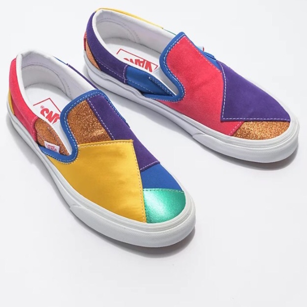 Multi colored Patchwork Vans Slip-on Size 9